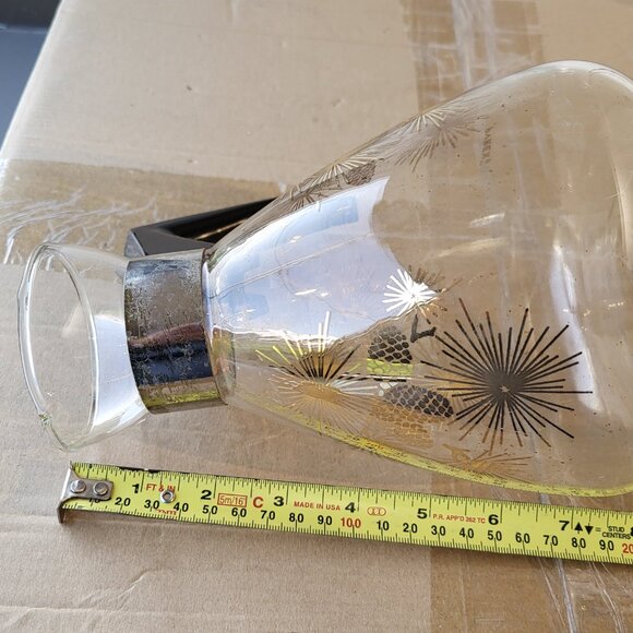 VINTAGE PYREX GLASS COFFEE CARAFE w/ PINECONE DESIGN GUC MCM SEE PICTURES BIN I - Picture 9 of 10